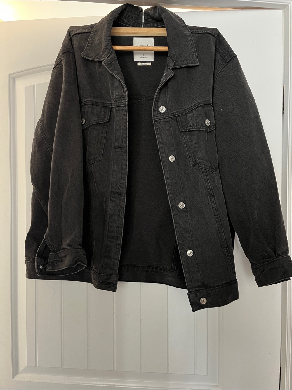 Abercrombie & Fitch Charcoal Black Denim Trucker Jacket